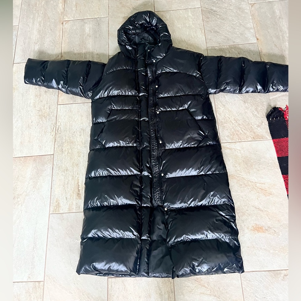Jordan Shiny Black Long Puffer Coat